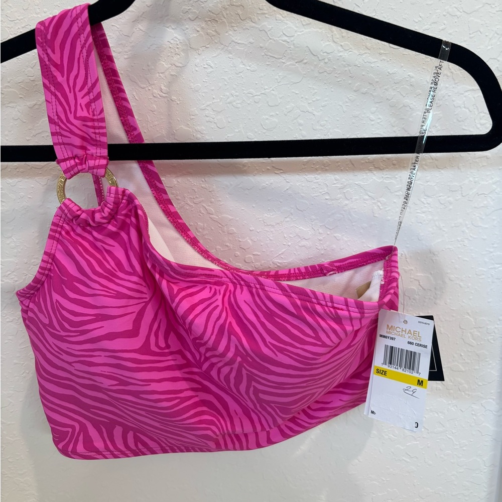 Michael Kors Fuchsia Zebra Print Bikini Top